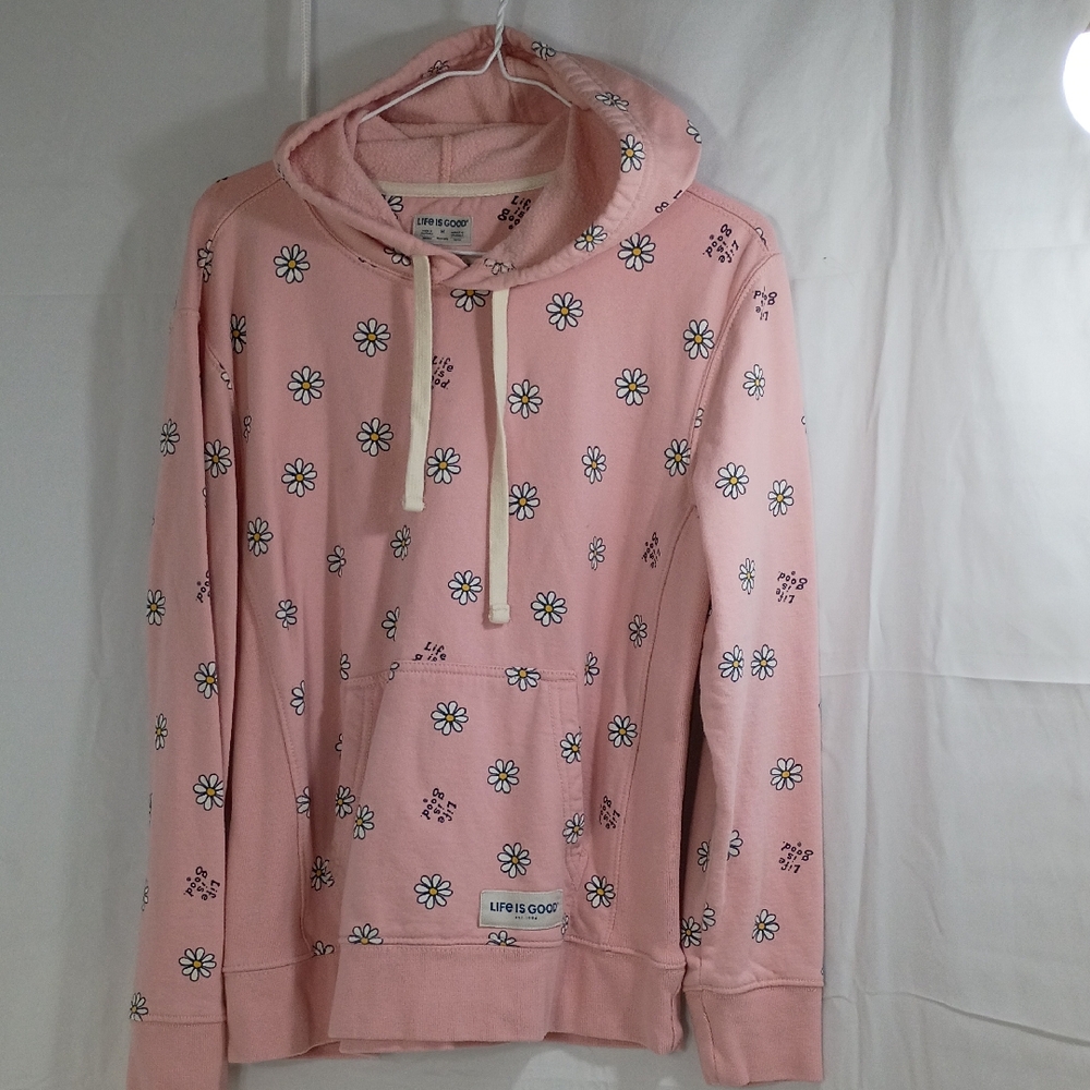 Life Is Good Pink Floral Hoodie